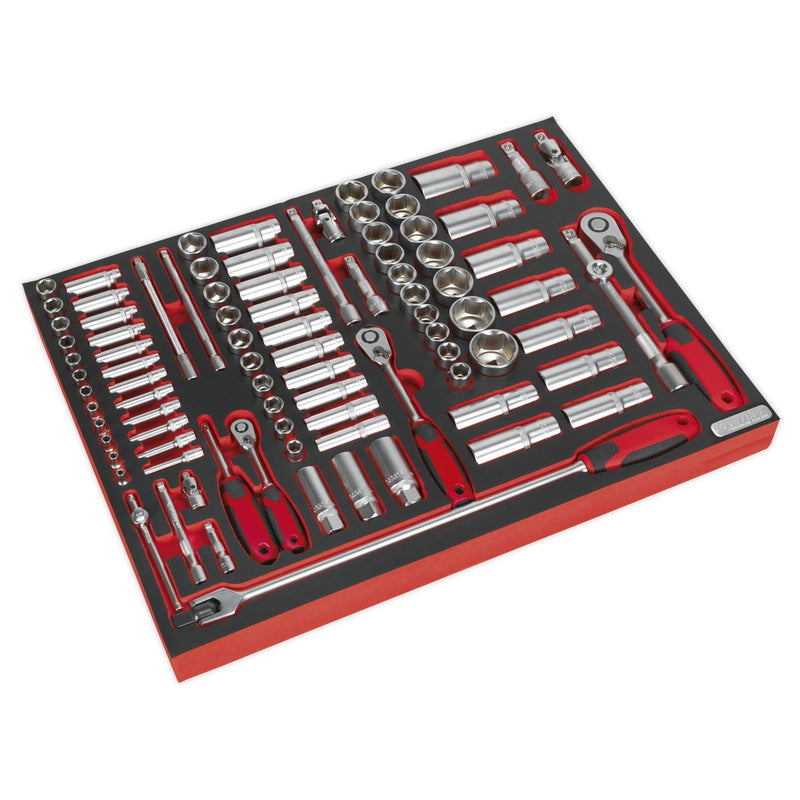 Sealey Premier Platinum Socket Set with Tool Tray 1/4", 3/8" & 1/2"Sq Drive 91pc TBTP02