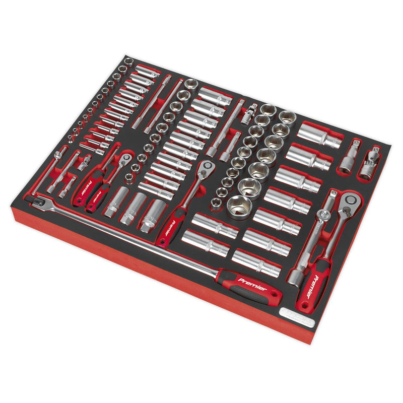 Sealey Premier Platinum Socket Set with Tool Tray 1/4", 3/8" & 1/2"Sq Drive 91pc TBTP02