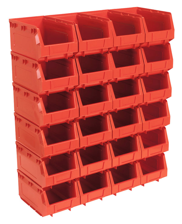 Sealey Plastic Storage Bin 150 x 240 x 130mm, Red - Pack of 24 TPS324R