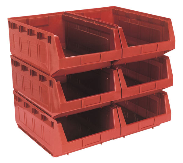 Sealey Plastic Storage Bin 310 x 500 x 190mm, Red - Pack of 6 TPS56R