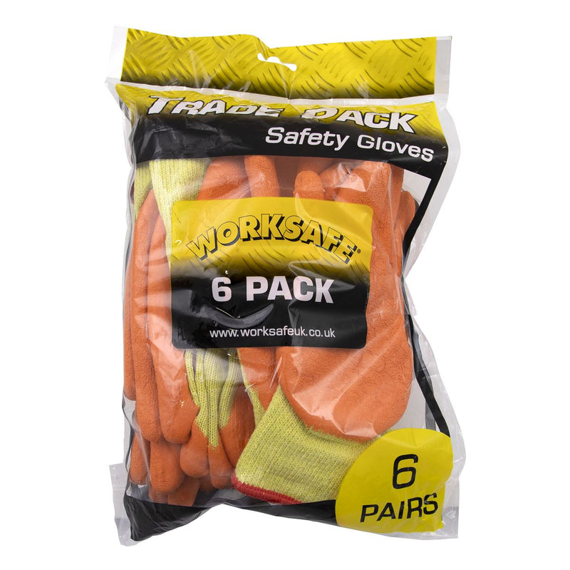 Sealey Worksafe&reg; Super Grip Knitted Gloves with Latex Palm, Large - Pack of 6 Pairs TSP121L/6