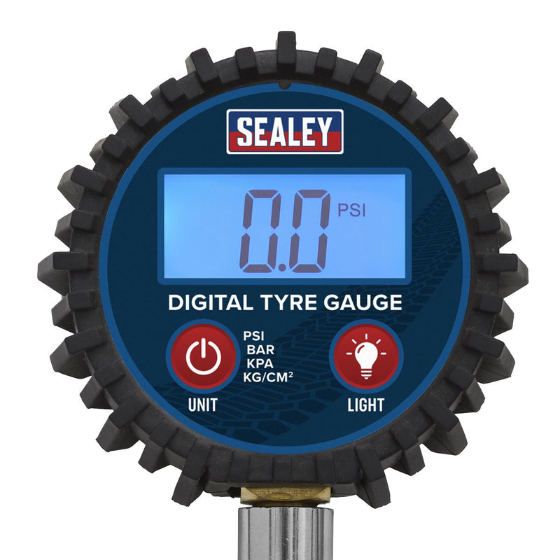 Sealey Digital Tyre Pressure Gauge with Twin Push-On Connector TST003