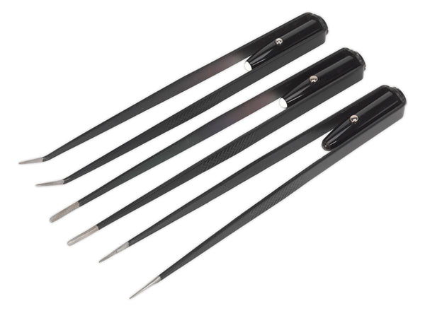 Sealey Industrial Tweezer Set 3pc with LED Light TWZ001