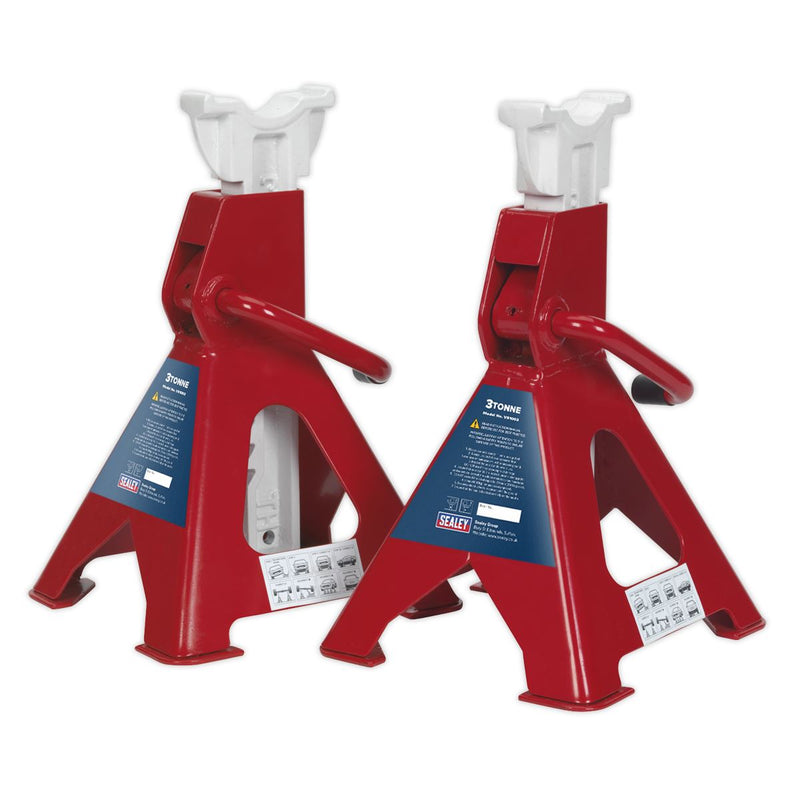 Sealey Axle Stands (Pair) 3tonne Capacity per Stand Ratchet Type VS1003