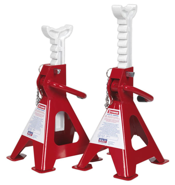 Sealey VS2002DL Axle Stands (Pair) 2tonne Capacity per Stand Ratchet Type with Safety Pin