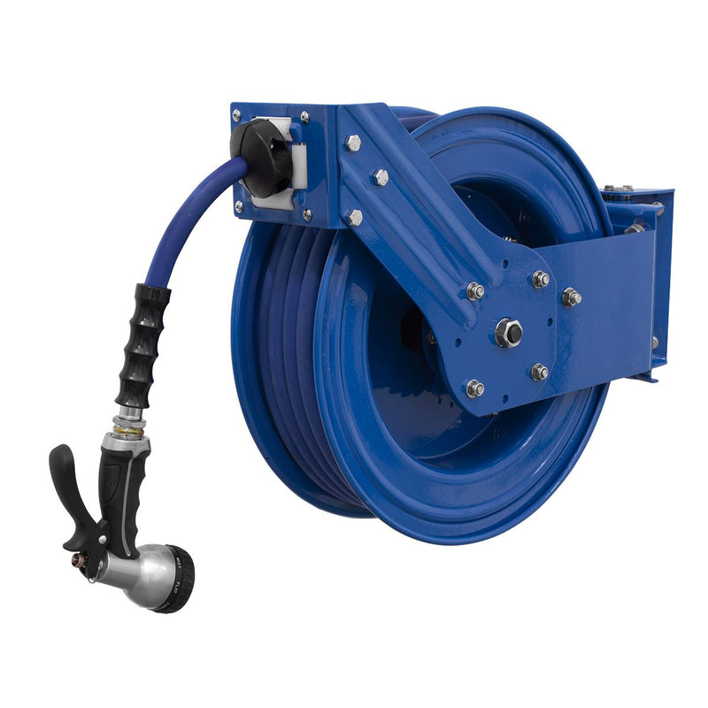 Sealey Heavy-Duty Retractable Water Hose Reel 15m 13mm ID Rubber Hose WHR1512