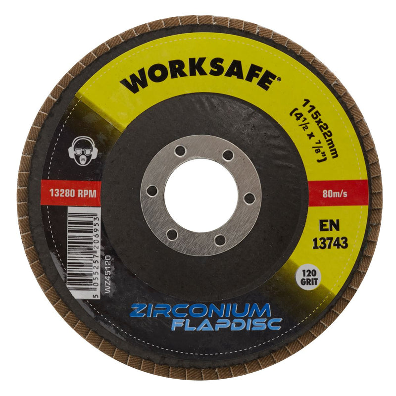 Sealey WZ45120 Zirconium Flap Disc �115mm 120Grit - Pack of 10