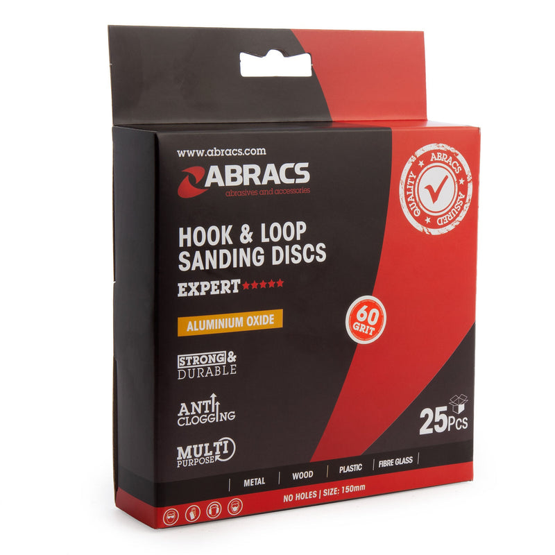 Abracs Abracs ABHL0150060 Sanding Discs 60 Grit 150mm (25 Pack) ABHL0150060