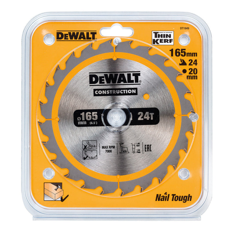 Dewalt Dewalt DT1949 Construction Circular Saw Blade 165 x 20mm x 24T DT1949