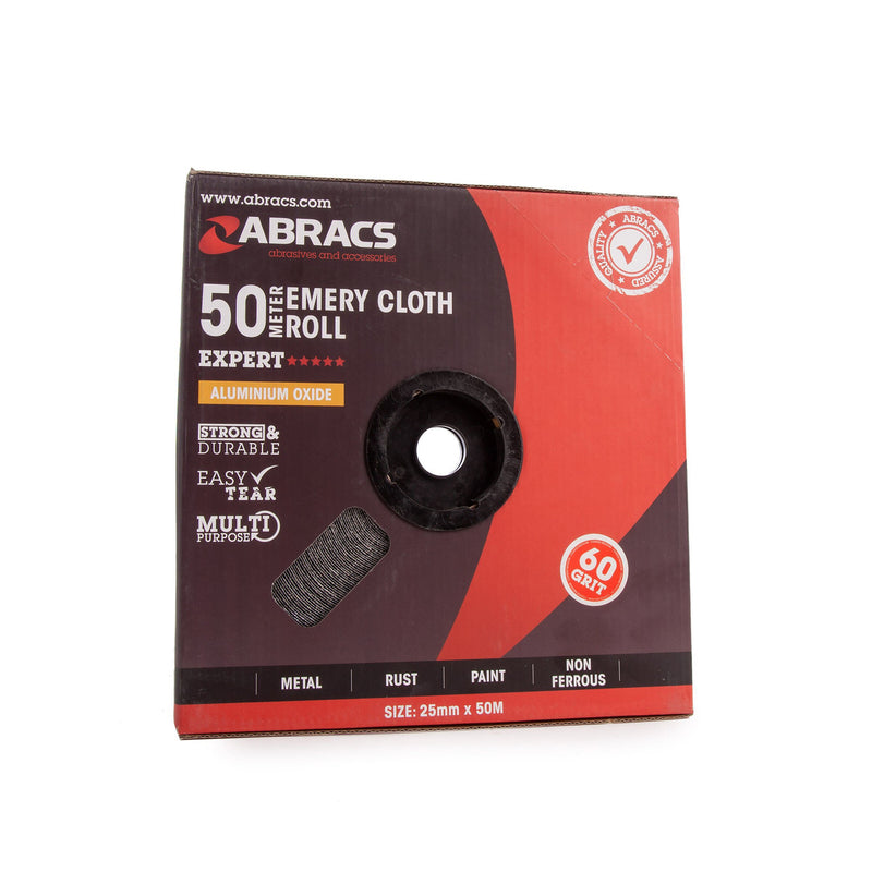 Abracs Abracs ABER2550060 50M Grit Emery Cloth Roll 60 Grit ABER2550060