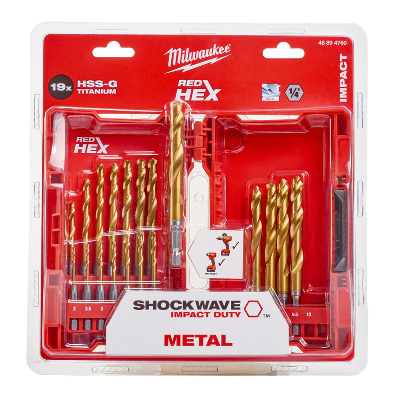 Milwaukee Milwaukee 48894760 HSS-G Titanium Drill Set for Metal (19 Piece) 48894760