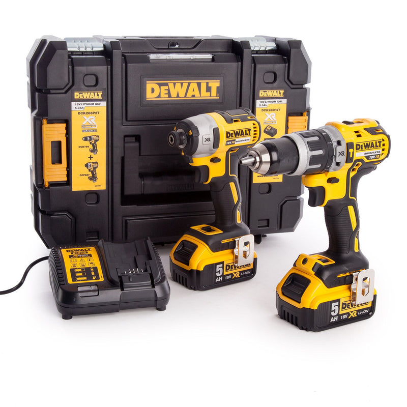 Dewalt Dewalt DCK266P2T 18V XR Combi Drill & Impact Driver Twin Pack (2 x 5.0Ah Batteries) in TSTAK Box DCK266P2T-GB