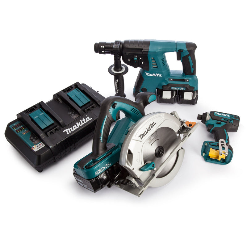 Makita Makita DLX3049PTJ 18/36V 3 Piece Cordless Kit (4 x 5.0Ah Batteries) DLX3049PTJ