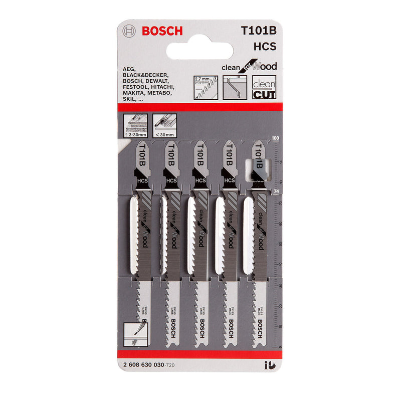 Bosch Bosch T101B Clean for Wood Jigsaw Blades (5 Pack) 2608630030