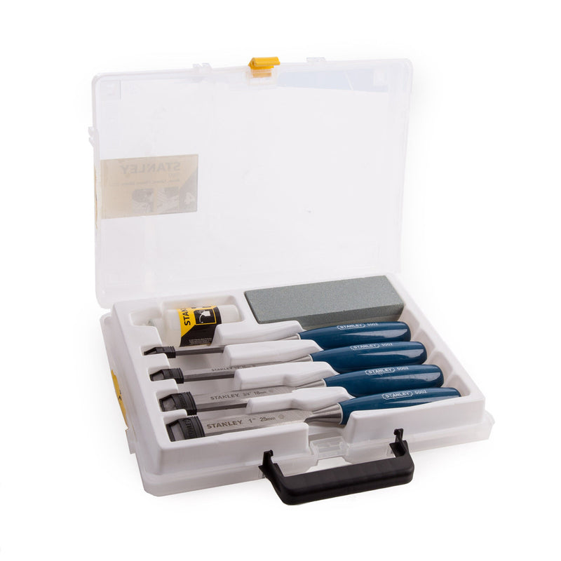 Stanley Stanley 0-16-130 5002 Bevel Edge Chisel Set of 4 & Oilstone 0-16-130