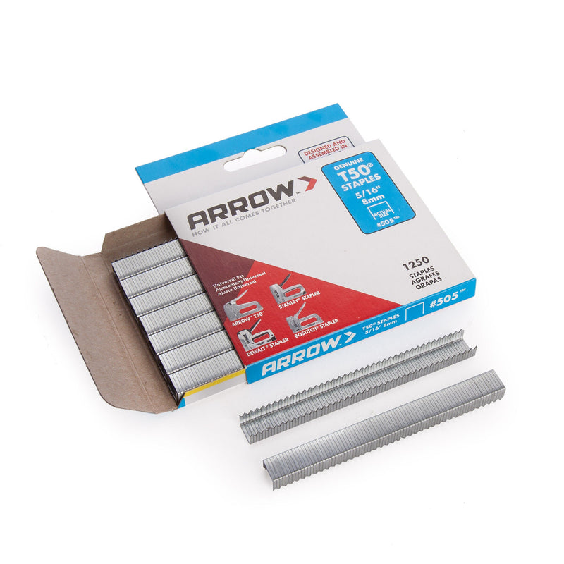 Arrow Arrow 50524 T50 Staples 8mm 5/16in ( Pack Of 1250) 50524