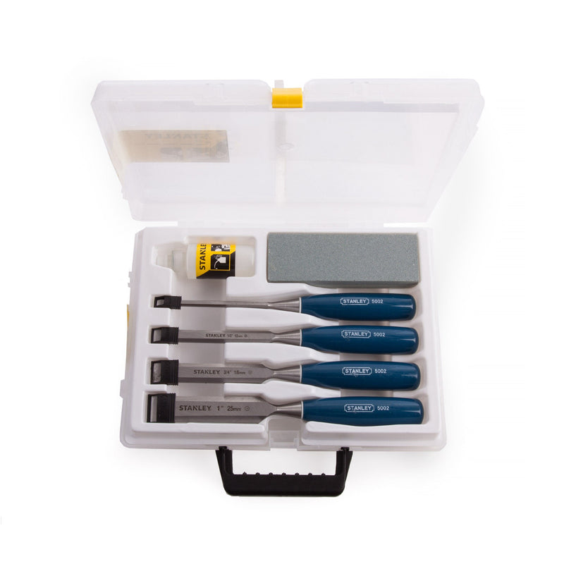 Stanley Stanley 0-16-130 5002 Bevel Edge Chisel Set of 4 & Oilstone 0-16-130