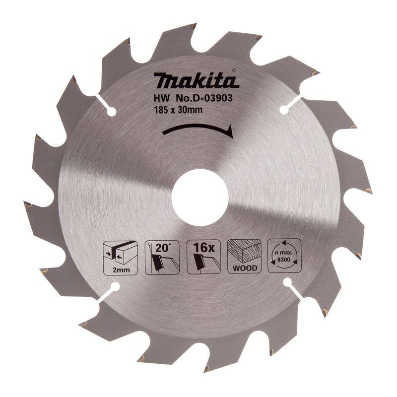 Makita Makita D-03903 Circular Saw Blade for Wood 185 x 30mm x 16T D-03903