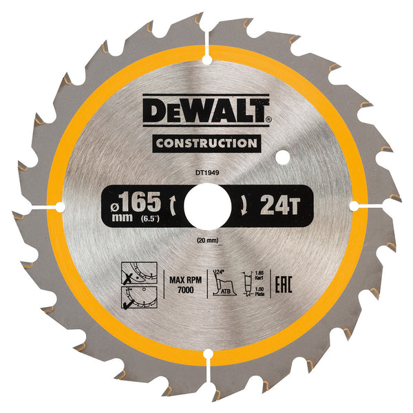 Dewalt Dewalt DT1949 Construction Circular Saw Blade 165 x 20mm x 24T DT1949