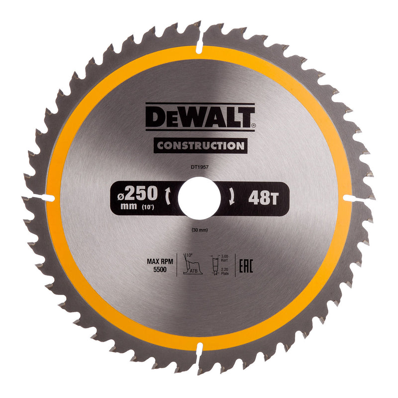 Dewalt Dewalt DT1957 Construction Circular Saw Blade 250 x 30mm x 48T DT1957