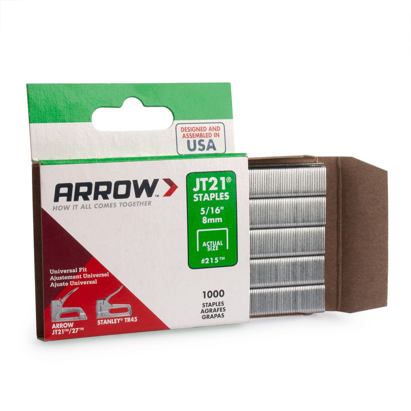 Arrow Arrow A215 JT21 Light Duty Staples 5/16" (Pack Of 1000) A215