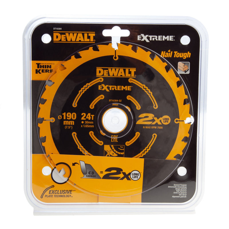 Dewalt Dewalt DT10304 Extreme Framing Circular Saw Blade for Wood 190 x 30mm x 24T DT10304-QZ