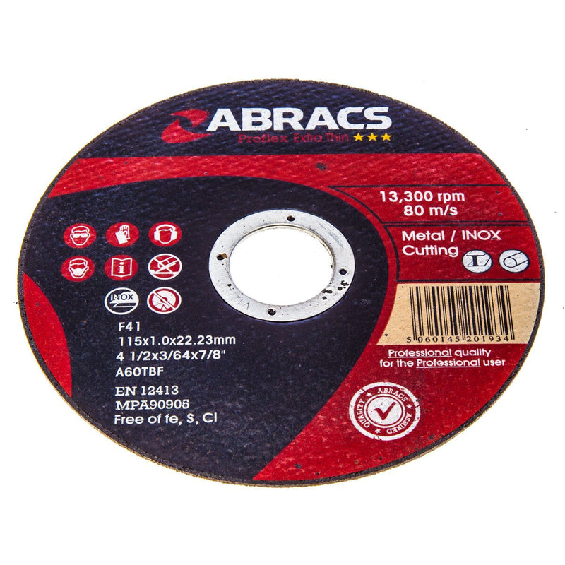 Abracs Abracs Proflex Extra Thin INOX Cutting Disc 115mm x 1mm (10 Pack) PFET11510FI