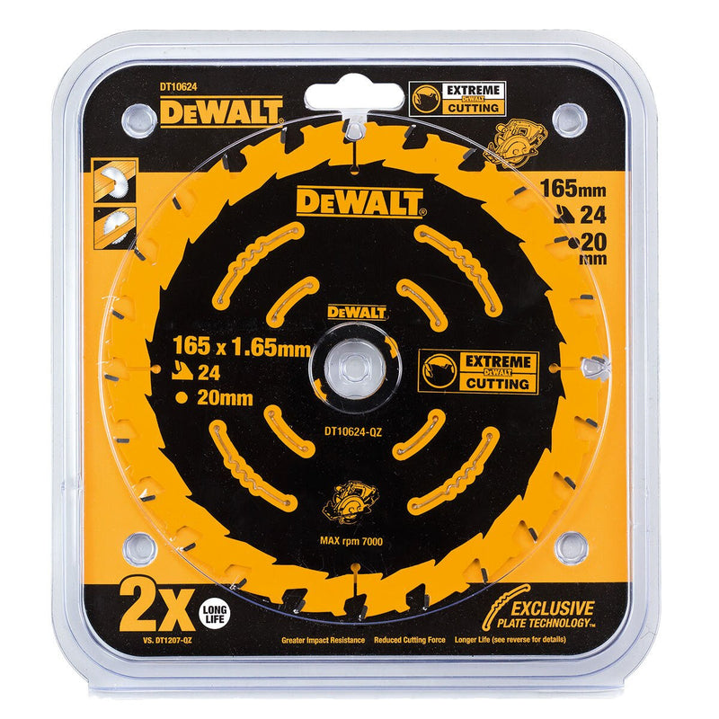 Dewalt Dewalt DT10624 Extreme Framing Circular Saw Blade for Wood 165 x 20mm x 24T DT10624