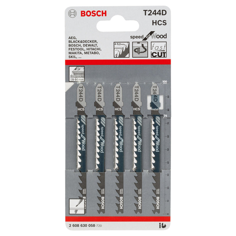 Bosch Bosch T244D Speed for Wood Jigsaw Blades (5 Pack) 2608630058