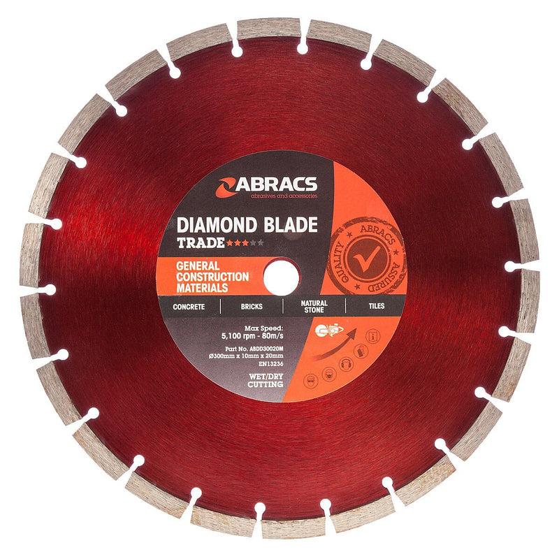 Abracs Abracs ABDD30020M Diamond Blade General Purpose 300mm x 10mm x 20mm ABDD30020M