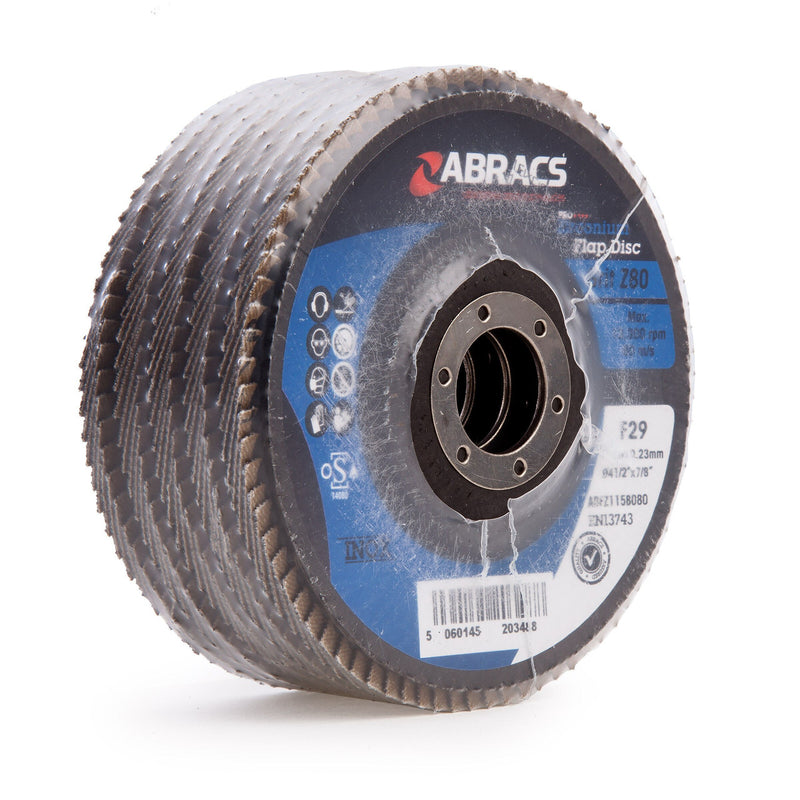 Abracs Abracs ABFZ115B080 Pro Zirconium Flap Disc 115mm 80 Grit (5 Pack) ABFZ115B080