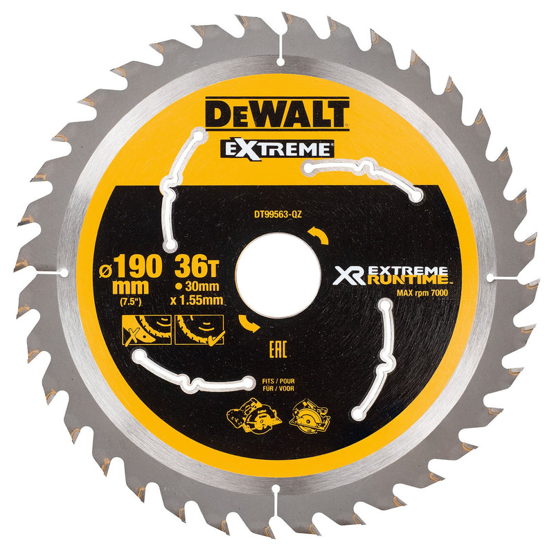 Dewalt Dewalt DT99563 Extreme Runtime Multi Purpose Circular Saw Blade 190 x 30mm x 36T DT99563