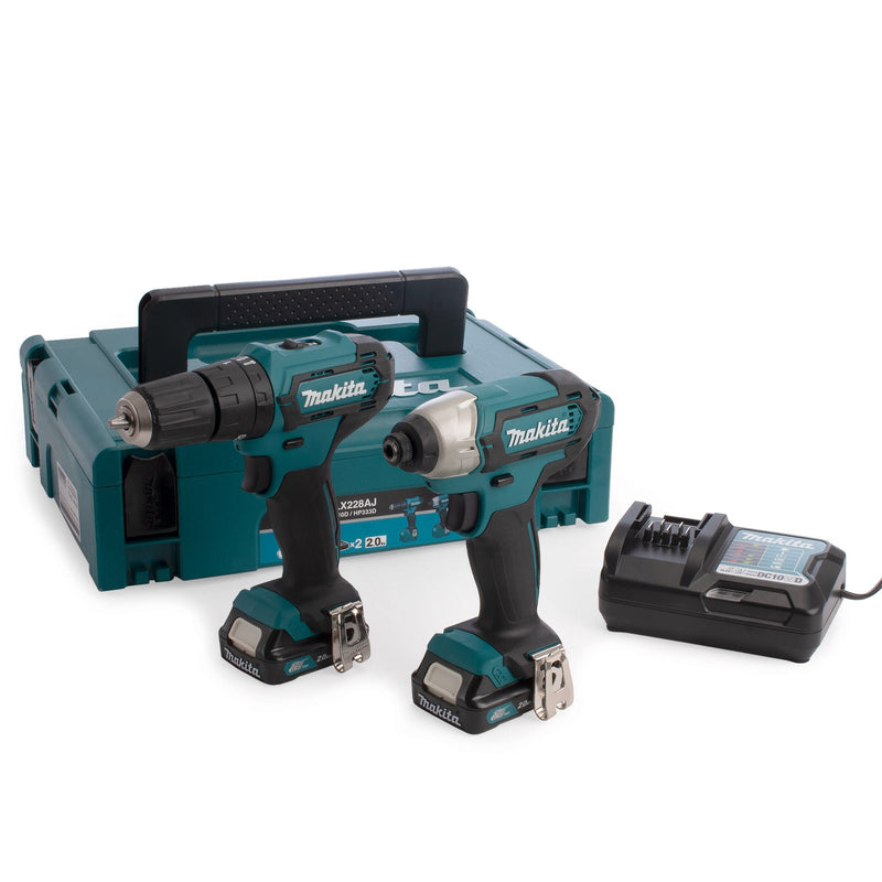 Makita Makita CLX228AJ 12Vmax CXT Combi Drill & Impact Driver Twin Pack (2 x 2.0Ah Batteries) CLX228AJ