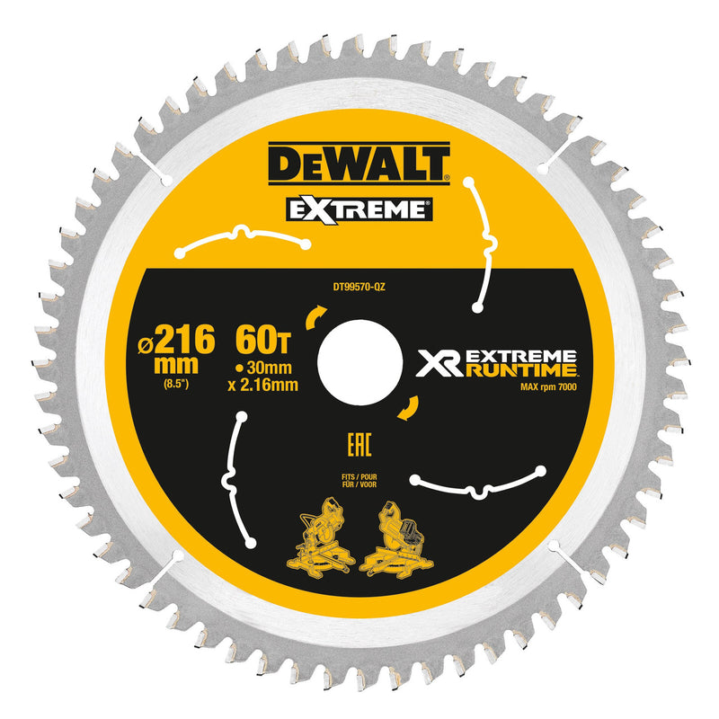 Dewalt Dewalt DT99570 Extreme Runtime Multi Purpose Mitre Saw Blade 216 x 30mm x 60T DT99570