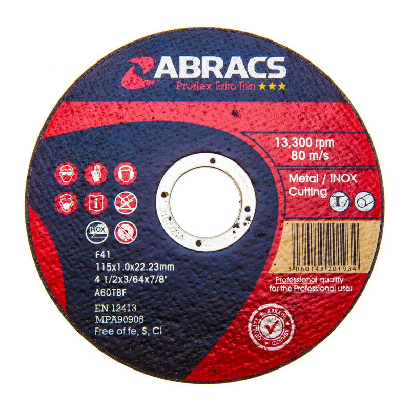 Abracs Abracs Proflex Extra Thin INOX Cutting Disc 115mm x 1mm (10 Pack) PFET11510FI