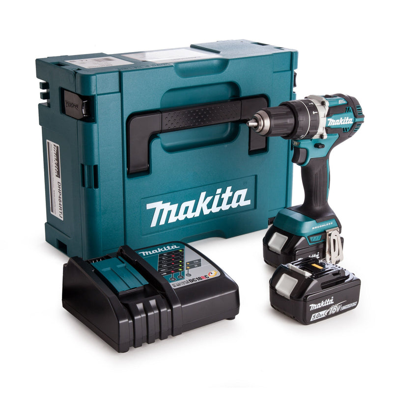 Makita Makita DHP484RTJ 18V LXT Brushless Combi Drill (2 x 5.0Ah Batteries) in MakPac Case DHP484RTJ