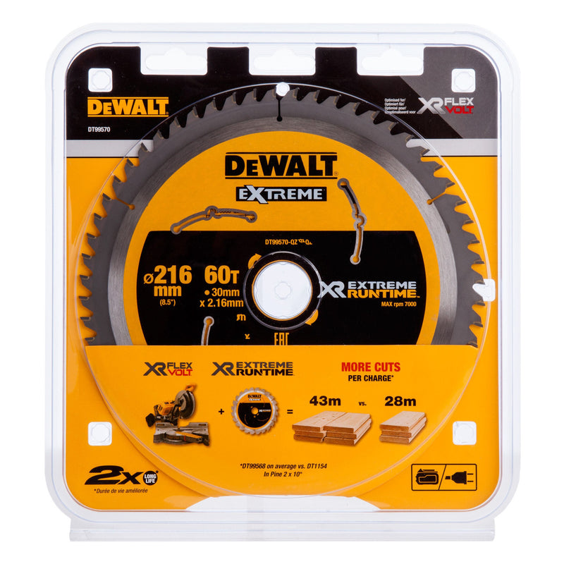 Dewalt Dewalt DT99570 Extreme Runtime Multi Purpose Mitre Saw Blade 216 x 30mm x 60T DT99570