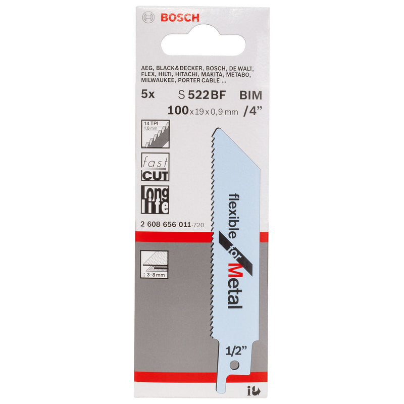 Bosch Bosch S522BF (2608656011) Reciprocating Saw Blades for Metal (Pack Of 5) 2608656011