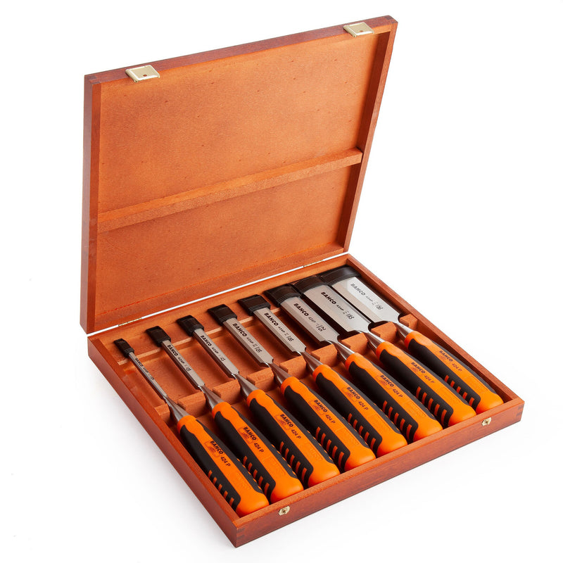 Bahco Bahco 424P-S8-EUR Bevel Edge Chisel Set 8 Piece in Wooden Box 424P-S8-EUR