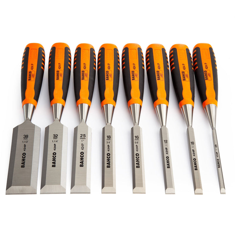 Bahco Bahco 424P-S8-EUR Bevel Edge Chisel Set 8 Piece in Wooden Box 424P-S8-EUR