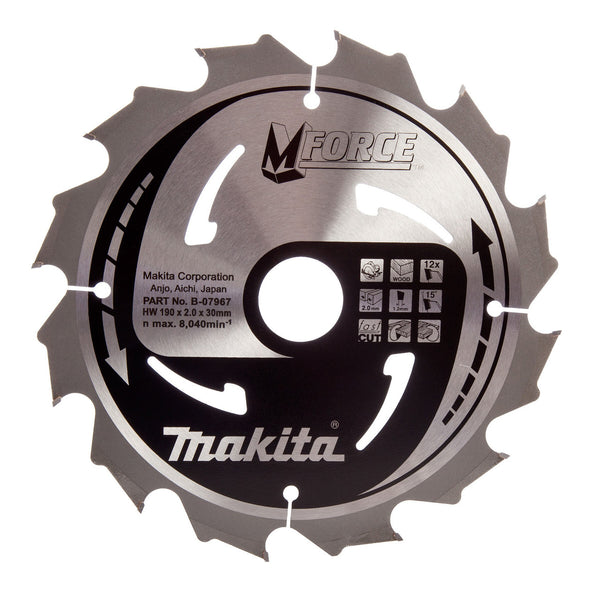 Makita Makita B-07967 M Force Circular Saw Blade for Wood 190 x 30mm x 12T B-07967