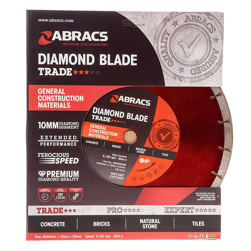 Abracs Abracs ABDD30020M Diamond Blade General Purpose 300mm x 10mm x 20mm ABDD30020M