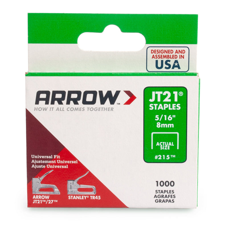 Arrow Arrow A215 JT21 Light Duty Staples 5/16" (Pack Of 1000) A215