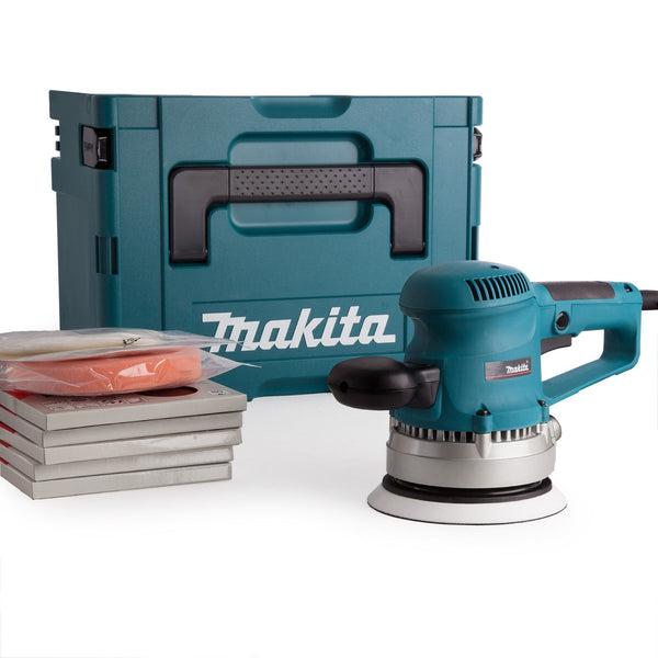 Makita Makita BO6030 6 inch/150mm Random Orbital Sander with 53 Accessories (240V) BO6030JX1/2