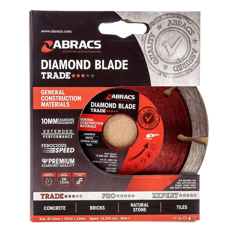 Abracs Abracs ABDD115M Diamond Blade General Purpose 115mm x 10mm x 22mm ABDD115M