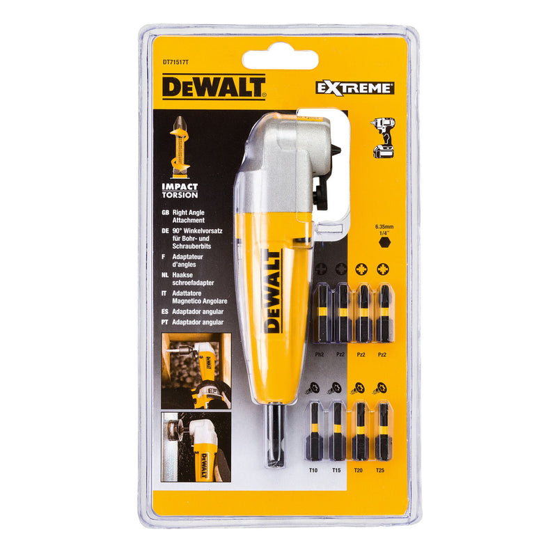 Dewalt Dewalt DT71517T Extreme Impact Torsion Right Angle Adaptor With 9 Screw Driving Bits DT71517T-QZ