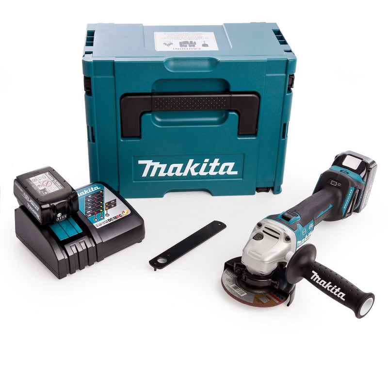 Makita Makita DGA463RTJ 18V Cordless Angle Grinder 115mm (2 x 5.0Ah Batteries) DGA463RTJ