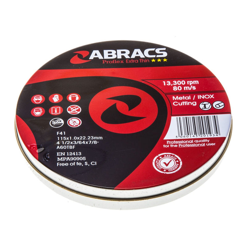 Abracs Abracs Proflex Extra Thin INOX Cutting Disc 115mm x 1mm (10 Pack) PFET11510FI