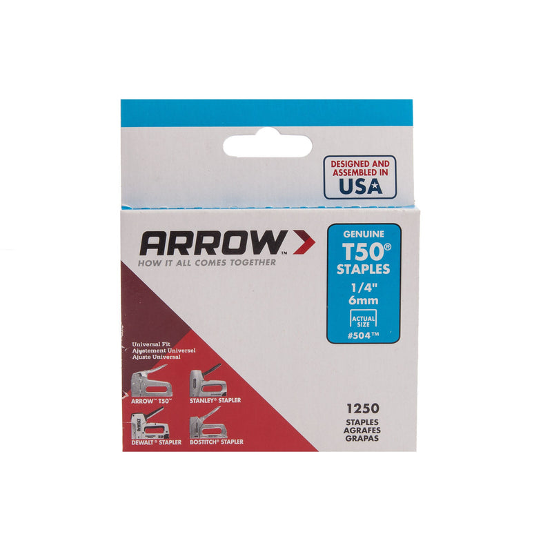 Arrow Arrow A50424 T50 Staples 6mm 1/4in (Pack of 1250) A50424