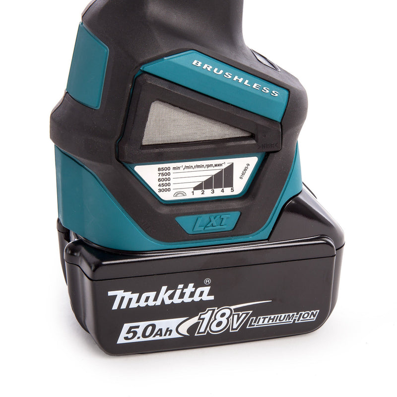 Makita Makita DGA463RTJ 18V Cordless Angle Grinder 115mm (2 x 5.0Ah Batteries) DGA463RTJ